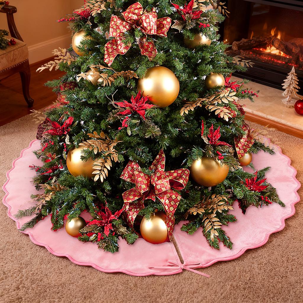Velvet Christmas Tree Skirt, Elegant Vintage Christmas Decoration, Holiday Party Decoration, Soft Velvet Ruffled Home Decor, Merry Christmas Party