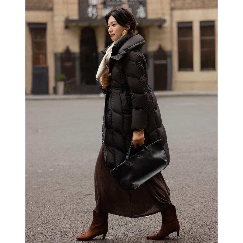 Demana Women's Faux Two-Piece Hooded 90 Duck Down Winter Jacket