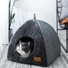 Semi-enclosed Cat Bed Non-slip Pet Kennel Gray Kitten House Indoor Sleeping Cats Cave Bed Plush Foldable Small Dogs Tent Stuff