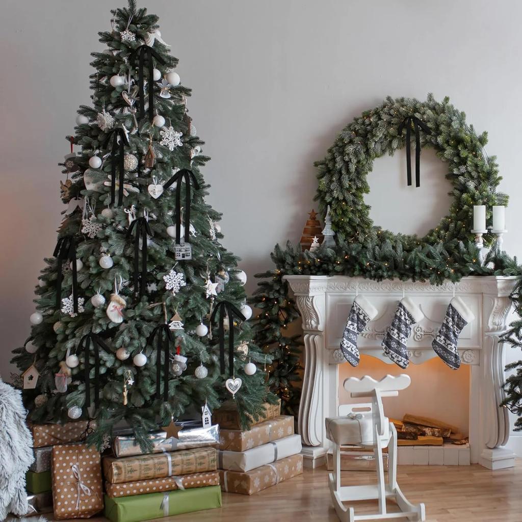 Бархатные банты Рождественские украшения для елки Винтажные двухсторонние бархатные ленты Банты для гирлянды, венка, для помещения и улицы на Рождество