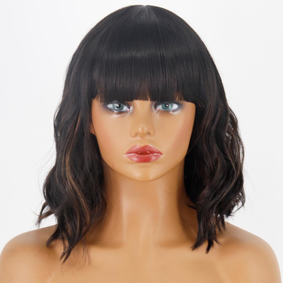 LISI HAIR Женский короткий волнистый парик с челкой, синтетическое волокно, натуральный зеленый парик с волнами воды, повседневная одежда для косплея