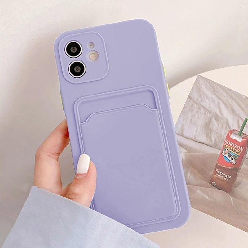Soft Silicone Phone Case For iPhone 14 Pro Max Case iPhone 11 15 13 12 Pro Max XR XS 14 15 Plus 7 8 SE Wallet Card Holder Cover