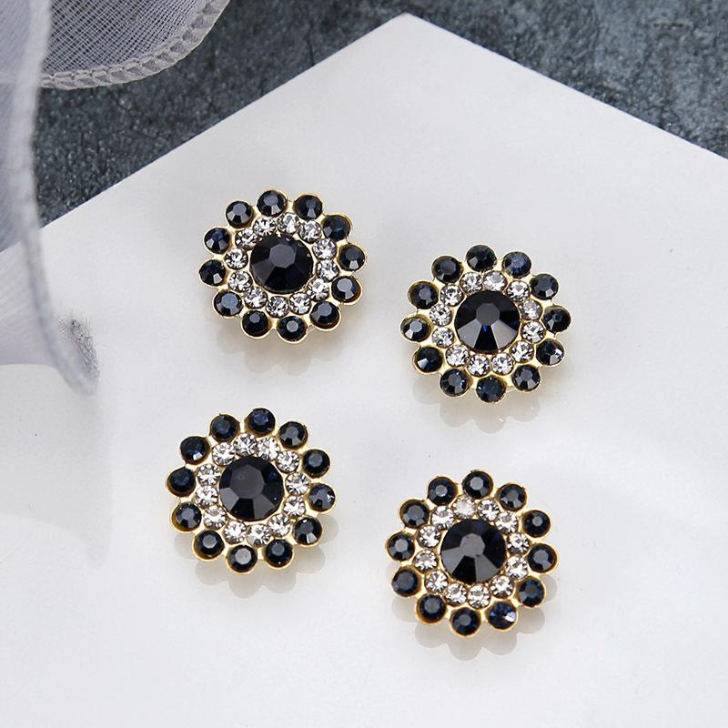 100pcs 14mm Round Plum Blossom Drill Triple Diamond Buckle Multicolor Flower Beads Round DIY Hair Accessories Colorful Double Layer Flower Rhinestones