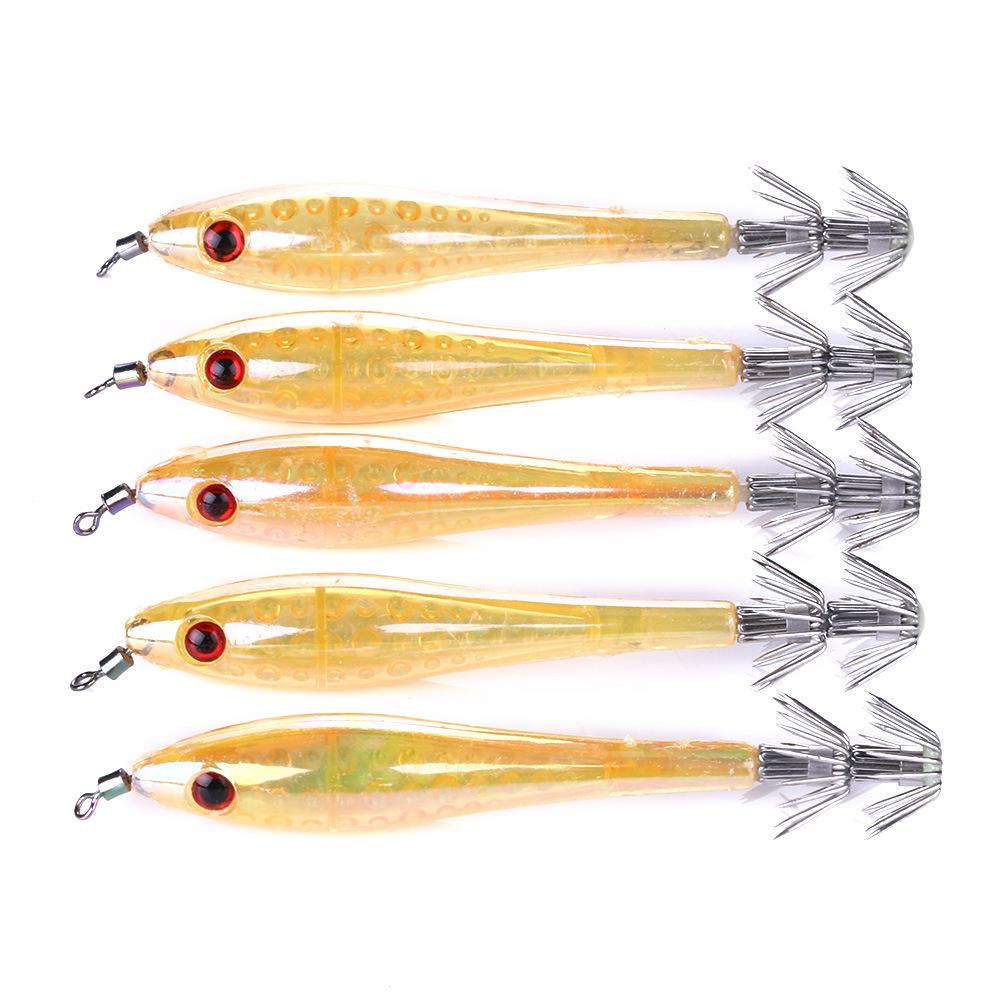 5PCS/LOT Shrimp Squid Jigs Jigging Squid Hook 9.5CM 6g Trout Lure Luminous Shrimp Squid Lure