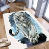 White Tiger Pattern Non-Slip Area Rug, 1PC, Crystal Velvet, Machine Washable, Fatigue Resistant, Polyester, for Living
