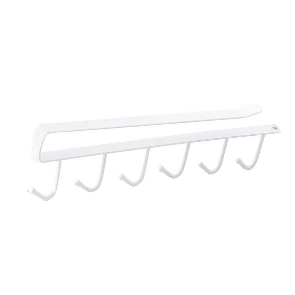 Крючок под шкафчик многофункциональный, нержавеющий, железный, 6 крючков, подвеска для хранения в шкафчике для спальни, кухни, белый
