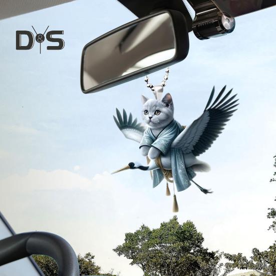 Рождественский акриловый кулон в виде кошки на автомобиль с ремешком на шнурке, милый брелок для ключей на рюкзак, подвесное украшение для зеркала автомобиля