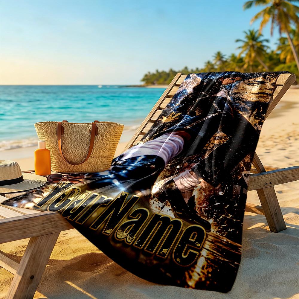 Michael Jackson Customized Name Beach Towel Quick-Dry Soft Microfiber Portable for SwimmingBeachCamping Travel Beach AccessoriesGym