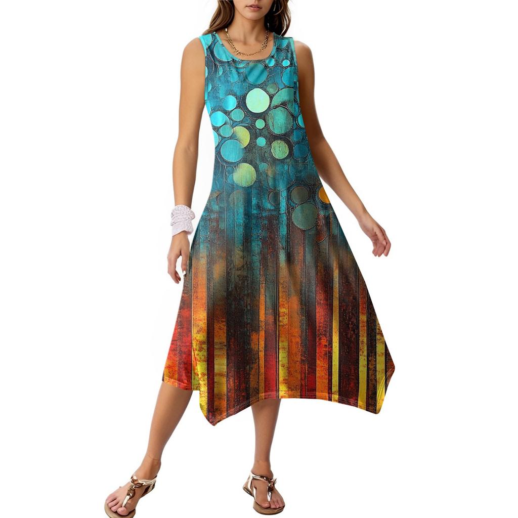 Женское повседневное платье на лето, платье-майка, свободное пляжное платье с карманами, расклешенный миди-сарафан