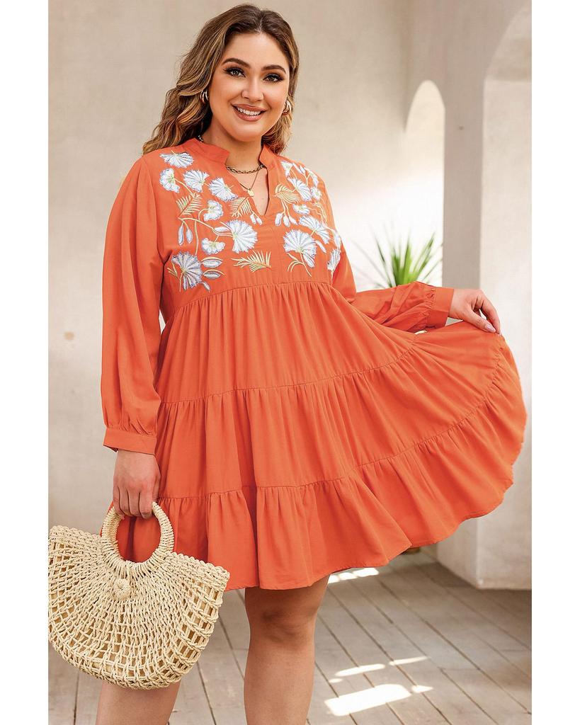 Azura Exchange Embroidered Tiered Ruffle Dress