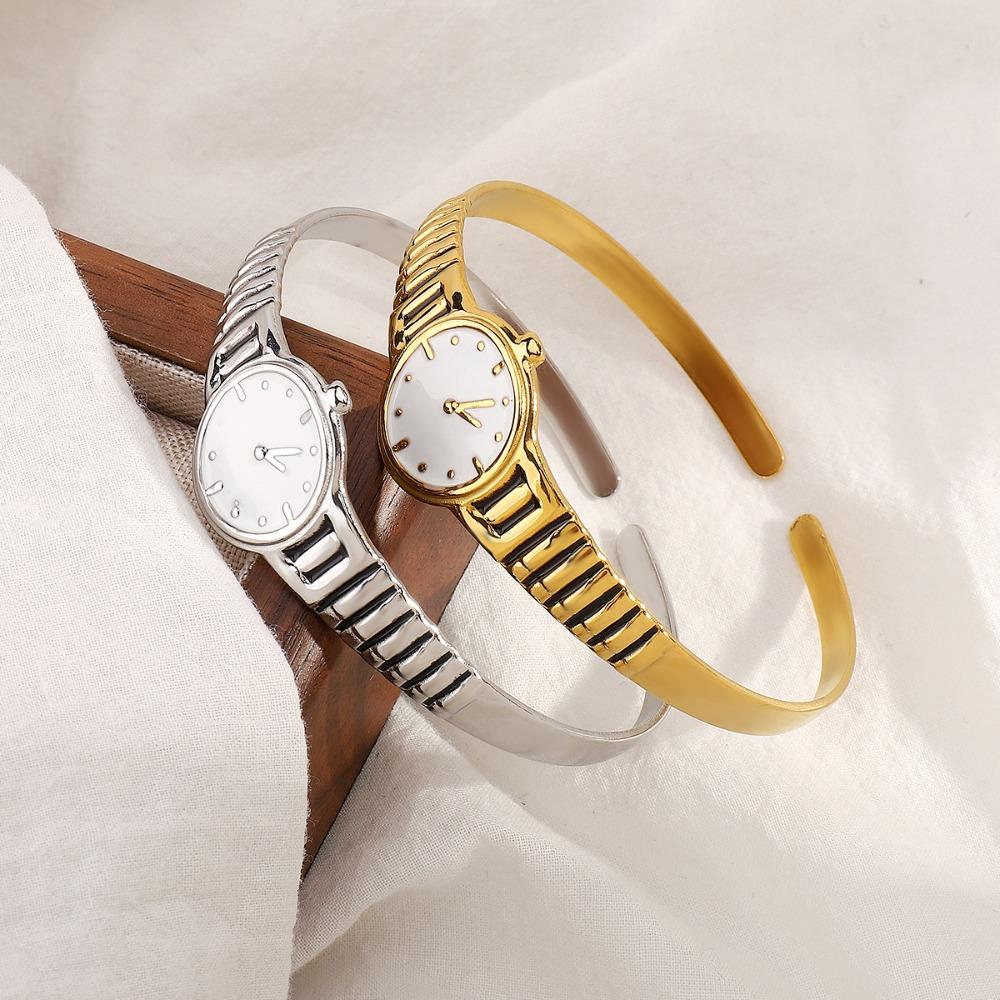 Часы Открытый Браслет Винтажная Титановая Сталь Ручная Цепь Ювелирные Часы Дизайн Браслет Унисекс