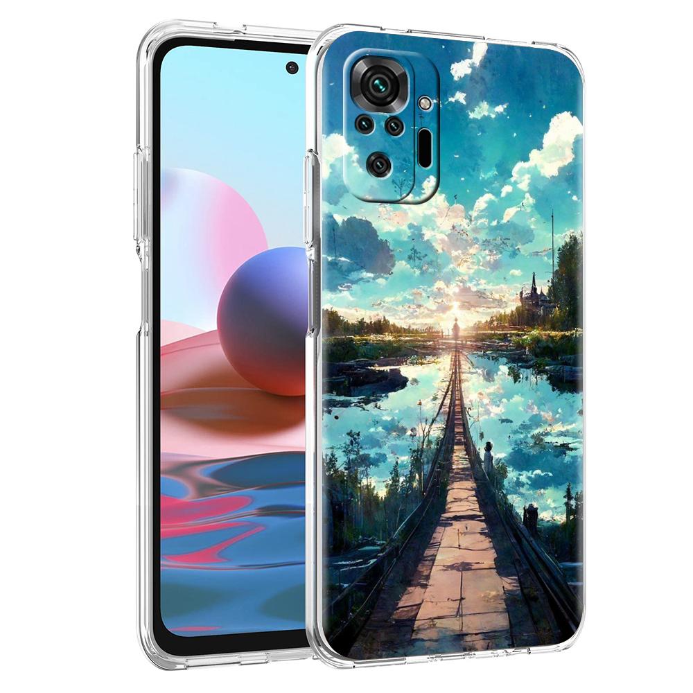 Чехол для телефона с японским аниме-пейзажем для Xiaomi Redmi Note 12 4G 11 10 Pro 5G 10C 10S 9S 9 9T 8T 9C 9A 8 8A 7 K50 Gaming Прозрачная крышка