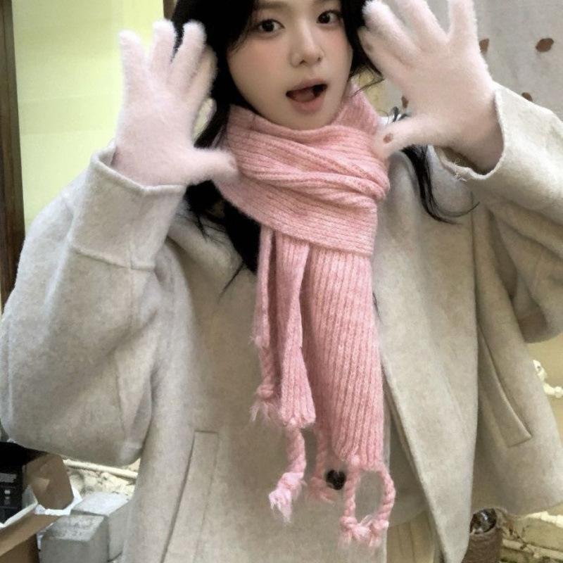 Шарф для женщин Шерстяной Мягкий Вязаный Толстый Шерстяной Студенческий Зимний Теплый Шарф с Улиткой Синий Плетеный Кисточки Шарф для мужчин