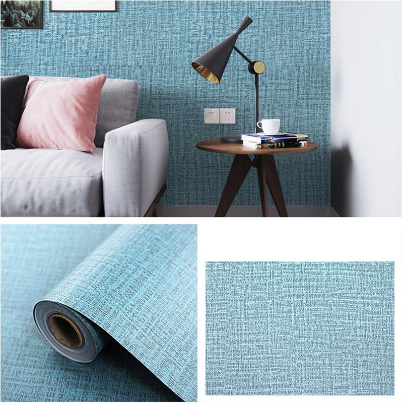 Однотонный Льняной Узор Гостиная Спальня Шкаф Декоративная Наклейка Самоклеящиеся Обои Водонепроницаемые и Влагостойкие