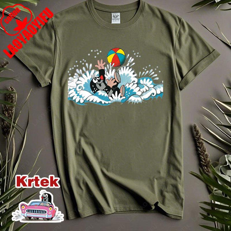 История Кротика Krtek Винтажный Мультфильм Аниме Футболка с Коротким Рукавом Мужская Женская Хлопок Круглый Вырез Повседневная Свободная Смешная Детская Модная Футболка