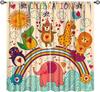 Cartoon Blue Bear Curta For Boys,Watercolor Little Cute Animal Aircrafts Hot Air Balloons Rainbow Window Drapes For Baby Boys