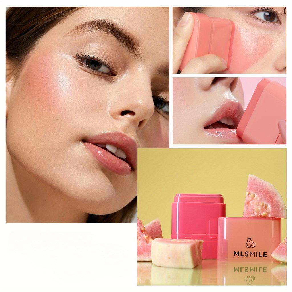 Flat Tube Fruit Blush Stick Two-in-one Lipstick, Easy To Apply Color and Highlight, Contour and Rouge, Convenient and Easy To Carry