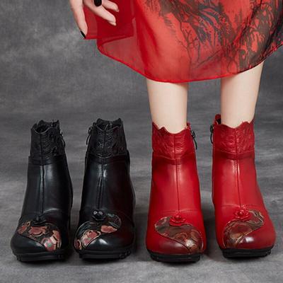 Осенне-зимние женские ботинки на платформе с круглым носком из натуральной кожи и застежкой-молнией, винтажная женская обувь