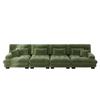 4-Seater Modular Corner Sofa with Deep Seat, Chenille Sleeper Sofa Comfortably Upholstered for Living Room, Apartment, Studio, Office, Chenille Green