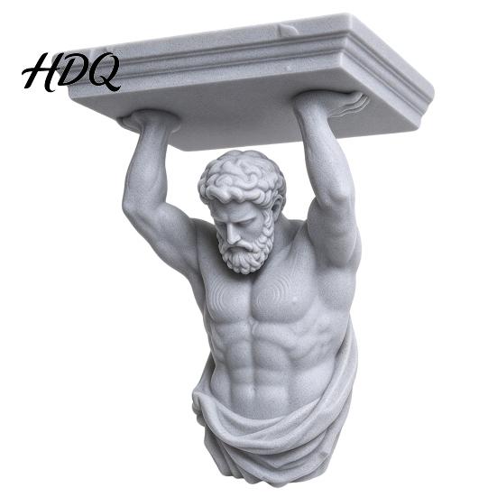 Настенная полка-витрина в классическом стиле, 3D-печатная скульптура Геракла, полка, ретро-полка для акцента в гостиной, органайзер с текстурой камня