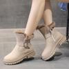 Plush Snow Boots Women Winter Padded Warm Boots Faux Suede Cotton Shoes for Women Non-slip Zip Buckle Design Ankle Boots