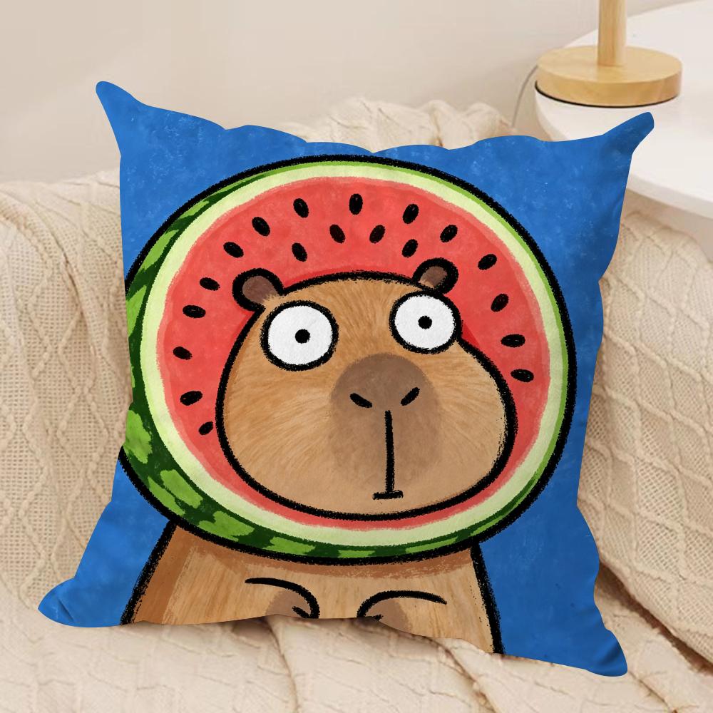 Cute Kapibala Cushion Cover Short plush Doublesided Print Square Throw Pillow Covers Sofa Home Cushion Decor