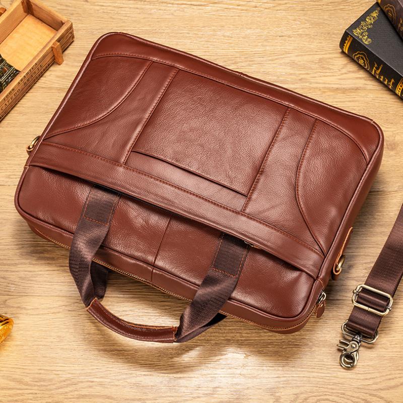 Мужской компьютерный портфель 16 дюймов, большая вместимость, первый слой коровьей кожи, мужская сумка через плечо высокого класса в стиле ретро из кожи