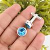Swiss Blue Topaz Gemstone 925 Sterling Silver Handmade Wedding Cufflinks 0.50" CL-4-14