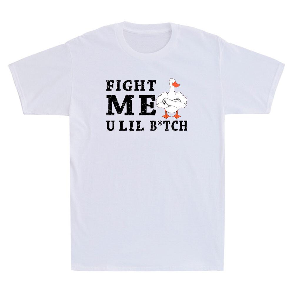 Fight Me U Lil Bitch Funny Muscle Duck Meme Humor Saying Vintage Unisexs TShirt
