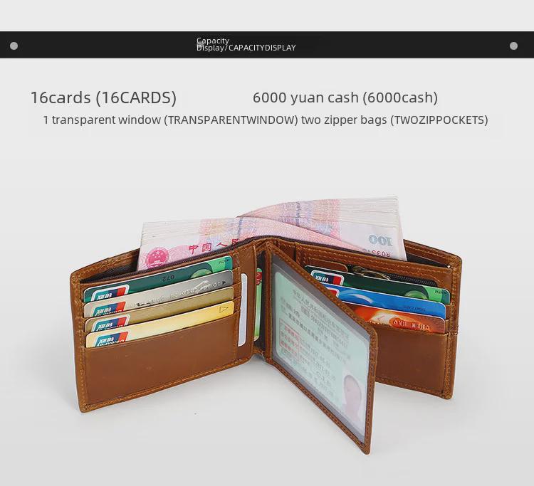 Мужской кошелек из натуральной кожи тройного сложения с отделениями для карт и горизонтальным отделением для монет