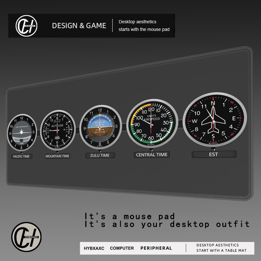 HYBXAXC Cockpit Six Dials Flight Simulator Pilot Gaming Mouse Pad Anime Mousepad Computer Gamer Lock Edge Table Large Keyboard
