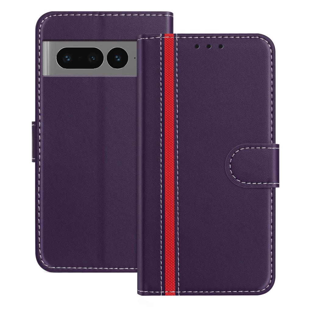 For Google Pixel 7 Pro 5G Phone Cases Wallet Stand Color Splicing Leather Cover with Magnetic Clasp