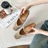 Single Shoes Women's Square Head Low-heeled Ballet Shoes Chinese One-word Buckle Mary Jane Shoes Retro Low-heeled Single Shoes Women