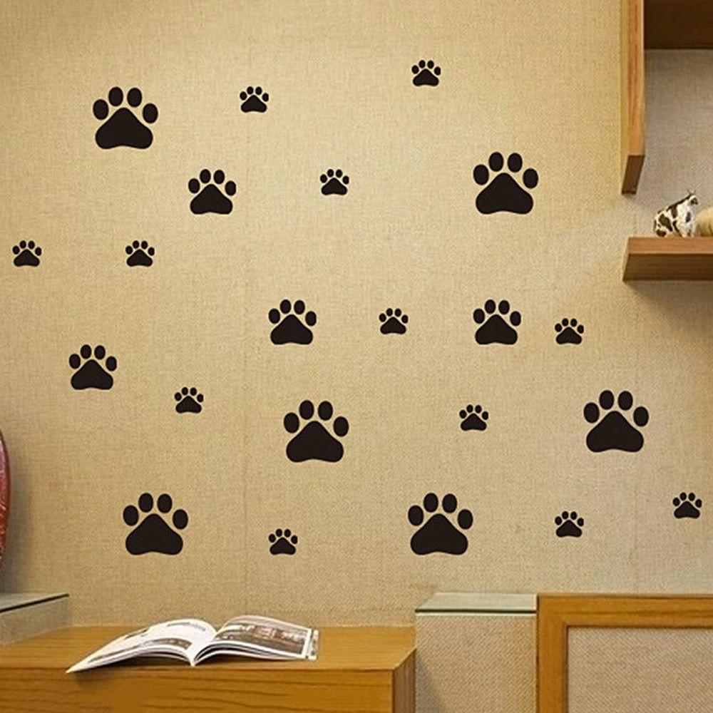 22Pcs/set Children's Room Removable Vinyl Wall Stickers Cat Dog Paws Home Mural Refrigerator Decal