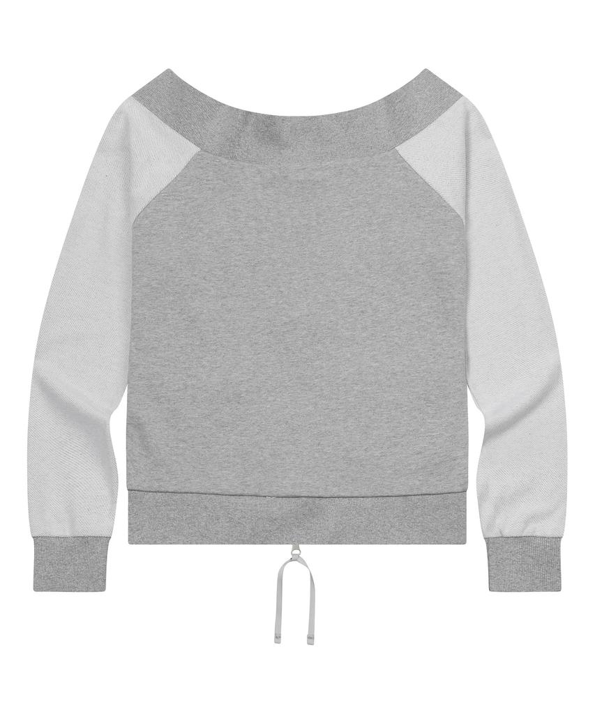 MUCENT Tire Metal Logo Heart Patch Off-Shoulder Zip-Up Sweatshirt (2 Colors)