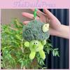 Charming Broccoli Green Plush Keyring With Colorful Chick Design For Kids