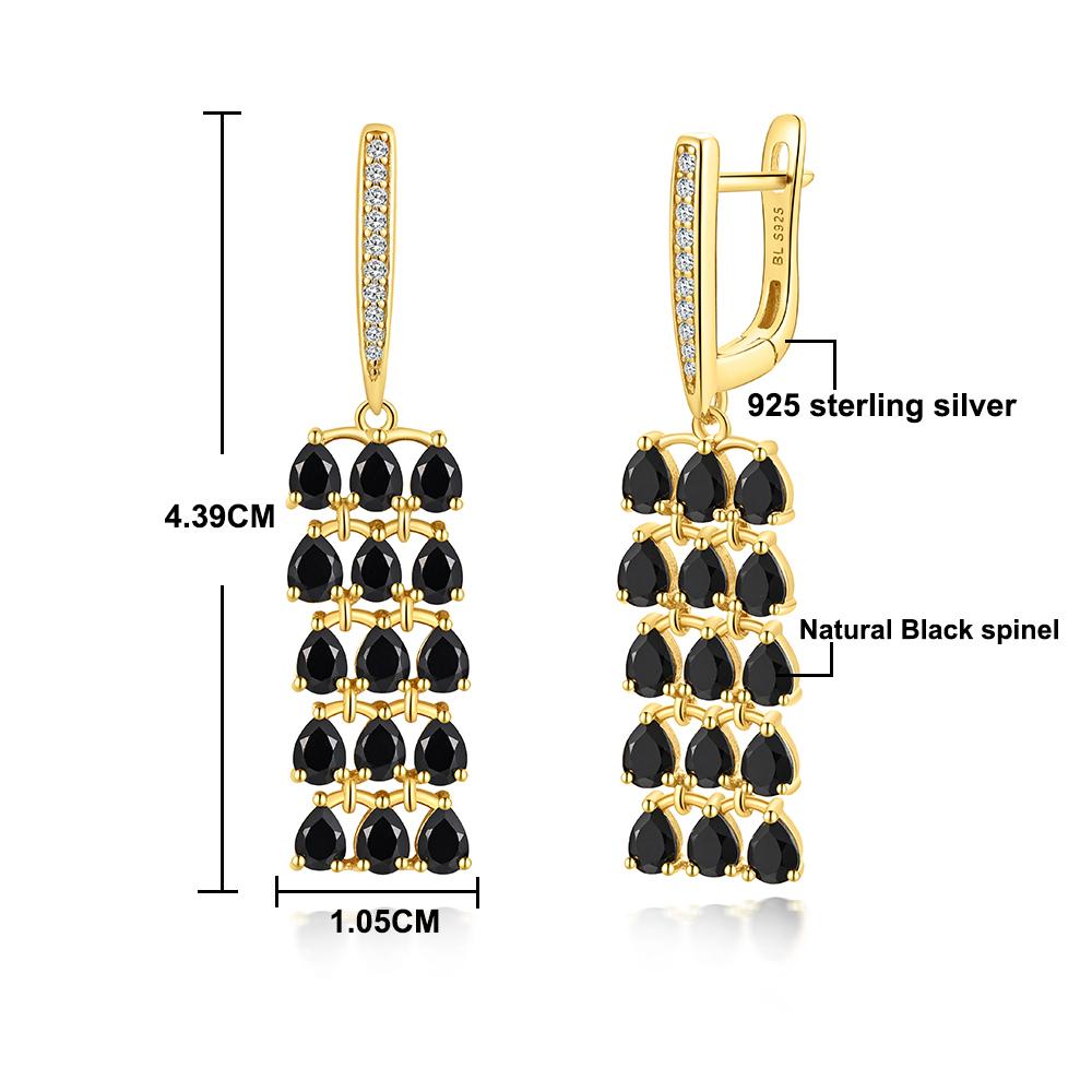 Роскошные и загадочные женские серьги из натуральной черной шпинели и стерлингового серебра 925 пробы для ношения на вечеринках и свадьбах