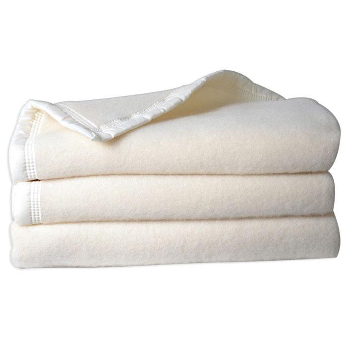 Couverture 100% Pure Laine Vierge Double face "Volta" 500 gr/m² Toison d'Or - Volta Naturel Blanchi - 180 x 240 cm