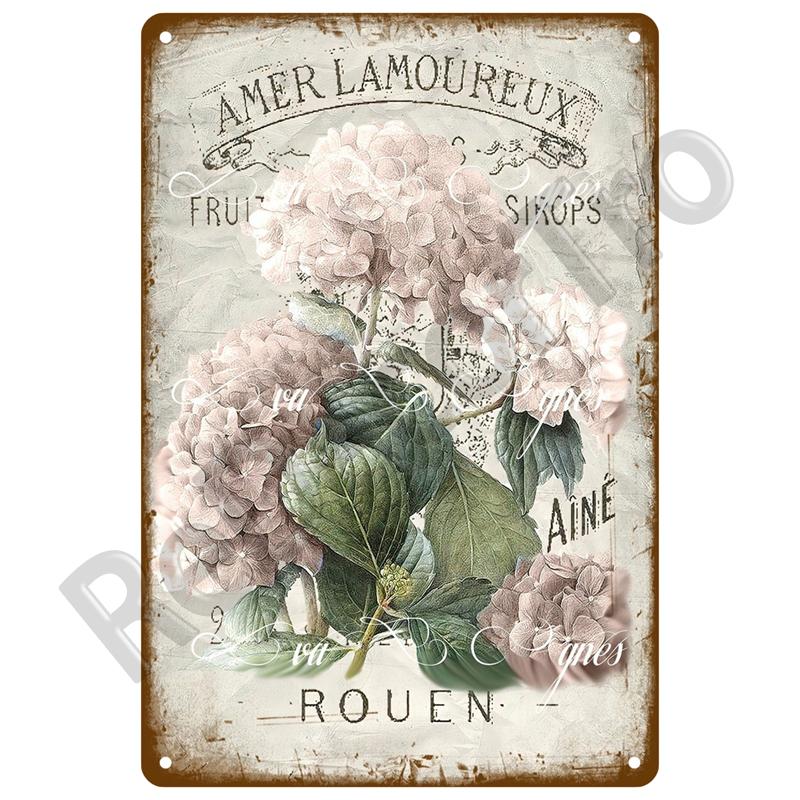 Vintage Metal Plaque Plates Decor Garden Flower Rules Metal Sign For Pub Bar Home Wall Decor Art Tin Signs Flower Poster Gift