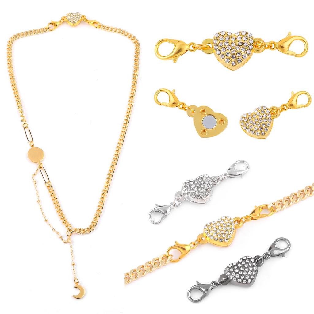 2 компл./сумка, сильные магнитные застежки в форме сердца, подходят для браслетов, ожерелья, застежки, соединители для изготовления ювелирных изделий