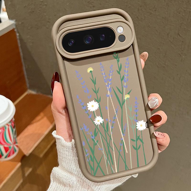 Чистый цветной цветочный узор мягкий матовый чехол TPU для Google Pixel 9 Pro XL 8 Pro 8A простой противоударный защитный чехол для телефона