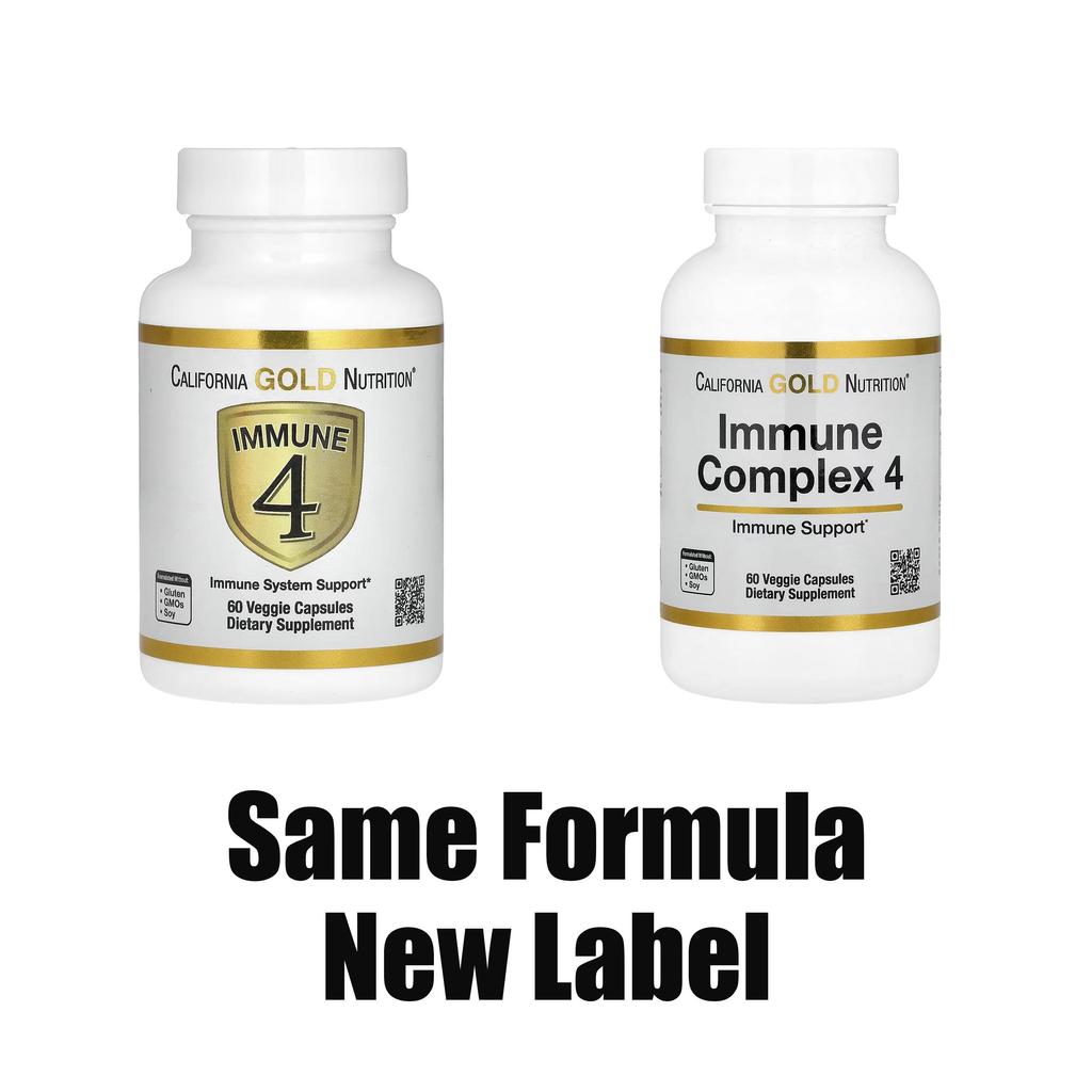 California Gold Nutrition Immune 4, поддержка иммунной системы, 60 растительных капсул