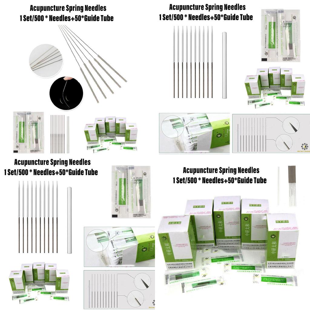 Стерильные иглы для акупунктуры Упаковка 500 штук Одноразовые иглы из нержавеющей стали Тонкий калибр Диаметр 0,16 мм