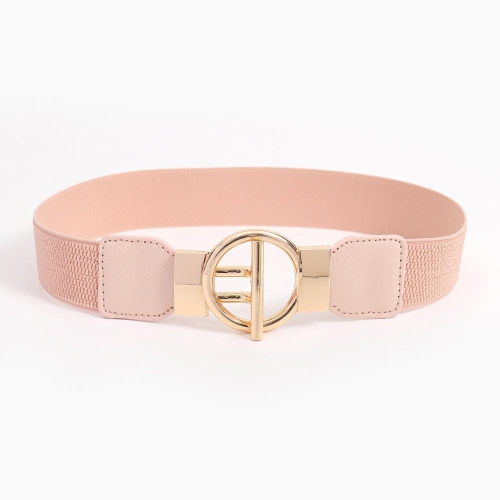 Fashion Elastic Waistband Casual Round Buckle Waist Strap Waist Belts Clothing Decoration