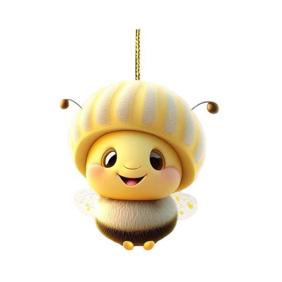 Acrylic Bee Hanging Decoration Single Side Printed Little Bee Ornament Car Rearview Mirror Keychain Pendant