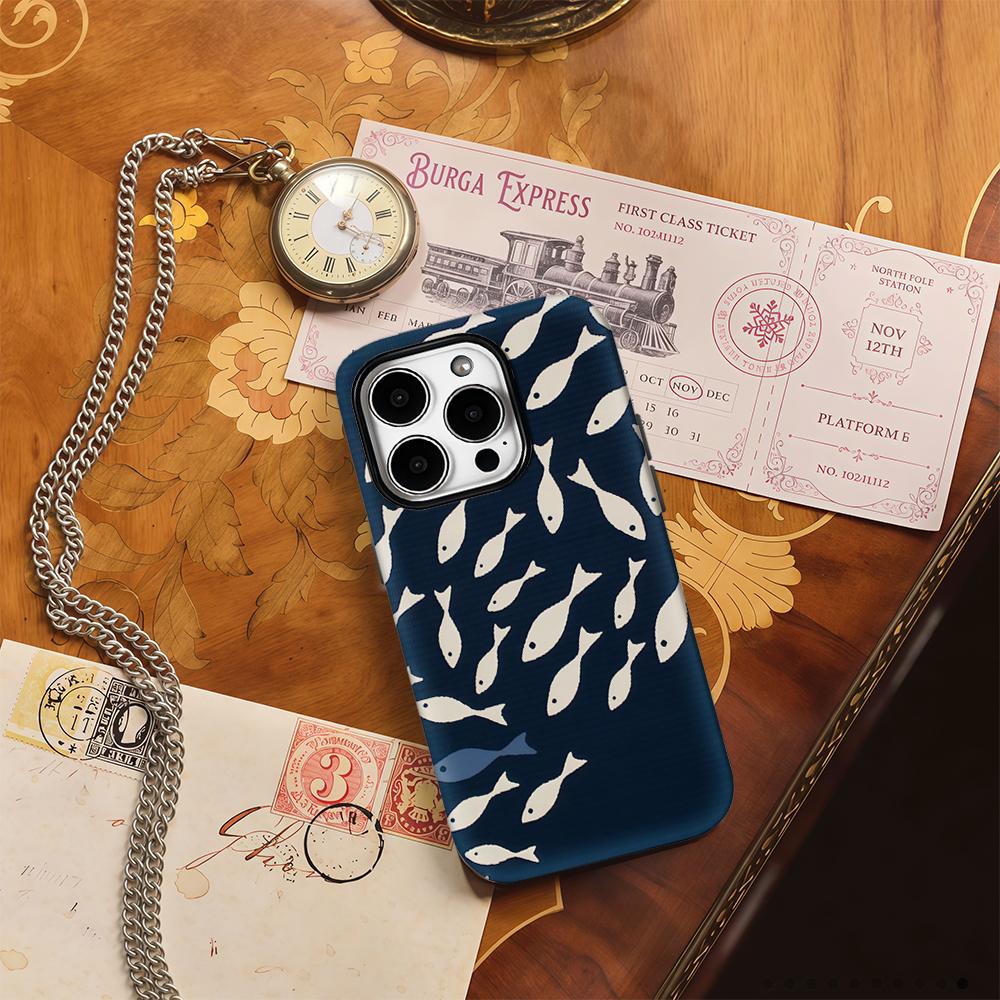 Чехол для телефона «Косяк рыб» для IPhone 16 15 14 13 12 11 X XS XR XSMAX 7 8 Pro Max Plus Двухслойная задняя крышка