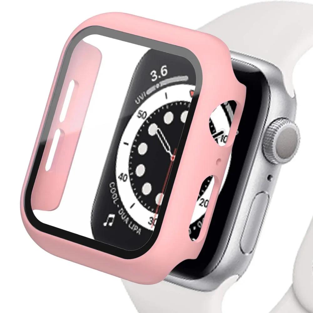 Закаленное стекло для Apple Watch Se Case 9 8 7 6 5 4 38 40 мм Аксессуары Защитная пленка для экрана iWatch Series 44 мм 45 мм 41 мм 42 мм