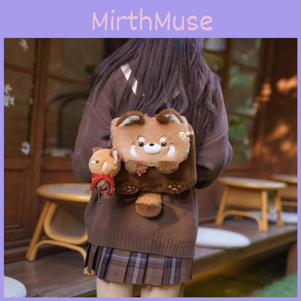 Плюшевый рюкзак-енот для подростков большой вместимости из мягкого материала кроличьего меха