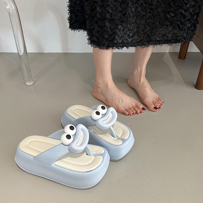 Милые стильные мультяшные декоративные тапочки с высокой дышащей подошвой, нескользящие удобные сандалии - пляжные тапочки для улицы