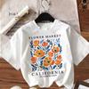 Футболка Женская с Принтом Рынок Цветов Калифорния Мягкие Летние Футболки Топы Повседневная Футболка с Круглым Вырезом Футболка с Коротким Рукавом